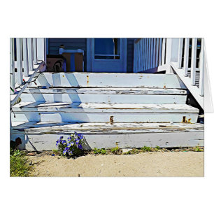 Cartão Feliz Aniversário Púrpura Flores Ficha de Escadas