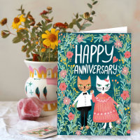 Feliz Aniversário Purr-fect Cats Floral
