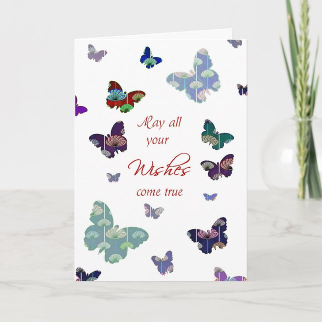 Cartão feliz aniversário que todos os seus desejos se rea (Frente)