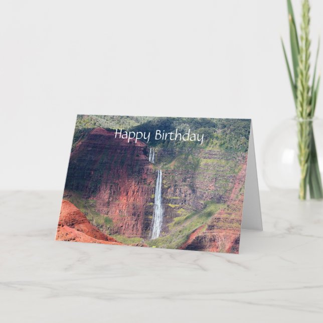 Cartão Feliz aniversario, quedas de Waipoo, garganta de (Frente)