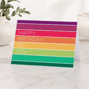 Cartão Feliz aniversário Rainbow Modern Stripe LGBT Di