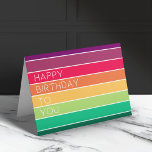 Cartão Feliz aniversário | Rainbow Modern Stripe LGBT Div<br><div class="desc">Uma citação inspiradora de "Feliz Aniversário para você" com a tipografia moderna. Linda coleção de design do arco-íris com cores riscadas e arrojadas de roxo, rosa, laranja, amarelo, verde e azul, inspirada por esperança e amor. Parte da nossa coleção de design do arco-íris que inclui uma gama fabulosa de produtos!...</div>