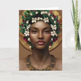 Cartão Feliz Aniversário Rainha, Linda Afro-Americana