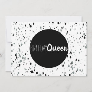 Cartão Feliz Aniversário Rainha Mármore Preto e Branco
