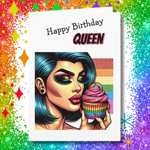 Cartão Feliz Aniversário Rainha   Mulher Trans LGBTQIA