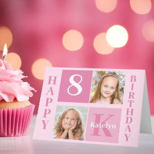 Cartão Feliz Aniversário Rapariga Bonita, Crianças Rosa