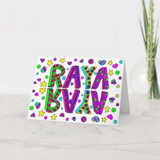 Cartão Feliz aniversário Raya, para uma linda garota