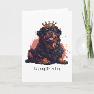 Cartão Feliz Aniversário Real Rottweiler Cachorro Rainha