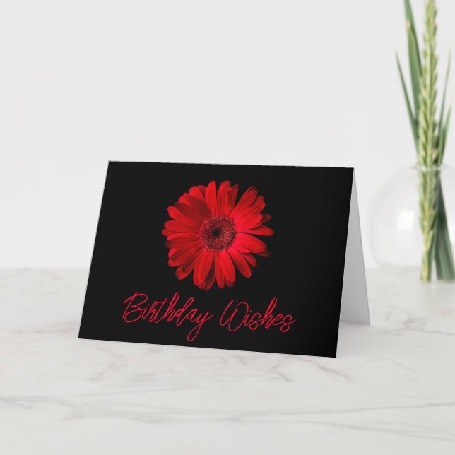 Cartão Feliz aniversário | Red Gerbera Daisy (Frente)