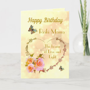 Cartão Feliz aniversário, Reiki Mama design