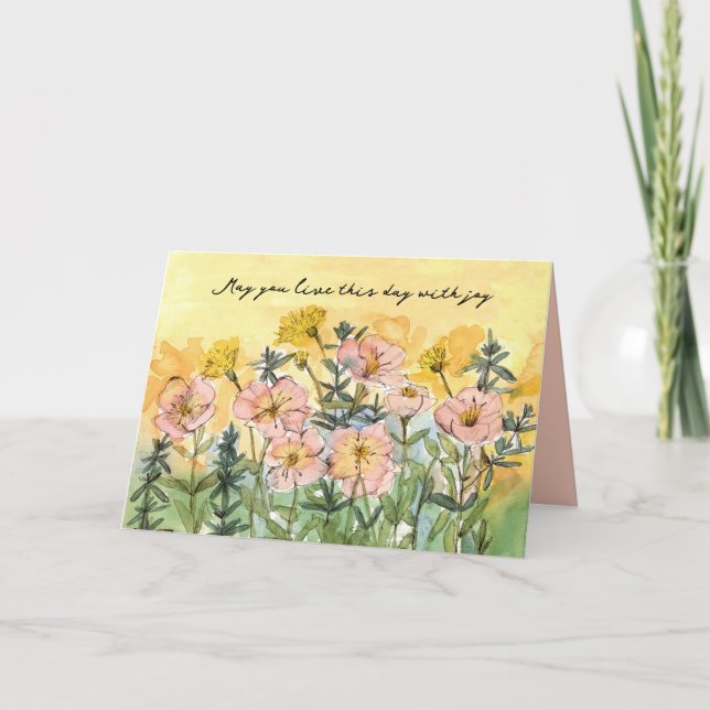 Cartão Feliz Aniversário Religioso Beneficia Joy Primrose (Frente)