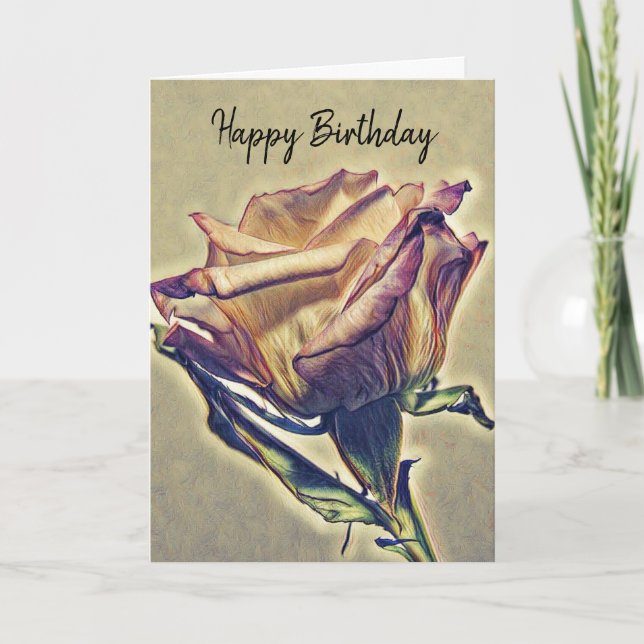 Cartão Feliz Aniversário Rosa (Frente)