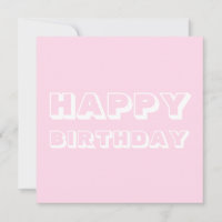 Feliz Aniversário, rosa claro branca e moderna ous
