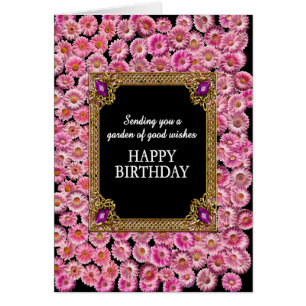 Cartão Feliz Aniversário Rosa Daisies