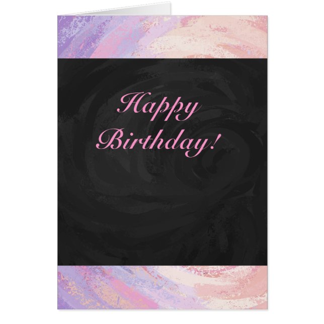 Cartão Feliz Aniversário Rosa e Negro (Frente)
