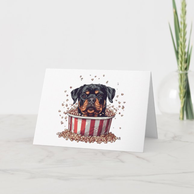 Cartão Feliz aniversário Rottweiler Filme de Cachorro Bal (Frente)