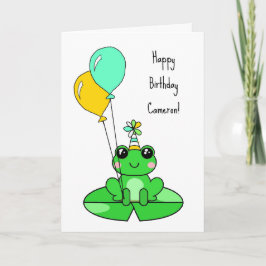 Cartão Feliz Aniversário | Sapo Fofo com Balões