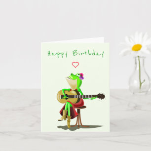 Cartão Feliz Aniversário - Sapo Tocando Violão -