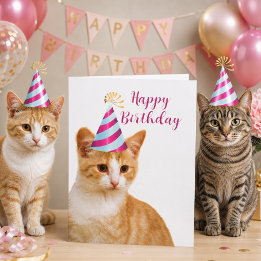Cartão Feliz Aniversário Saudação Fofa do Seu Gato 