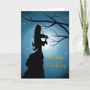Cartão Feliz Aniversário Senhora Tocando Violino
