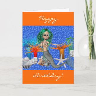 Cartão Feliz Aniversário - Sereia