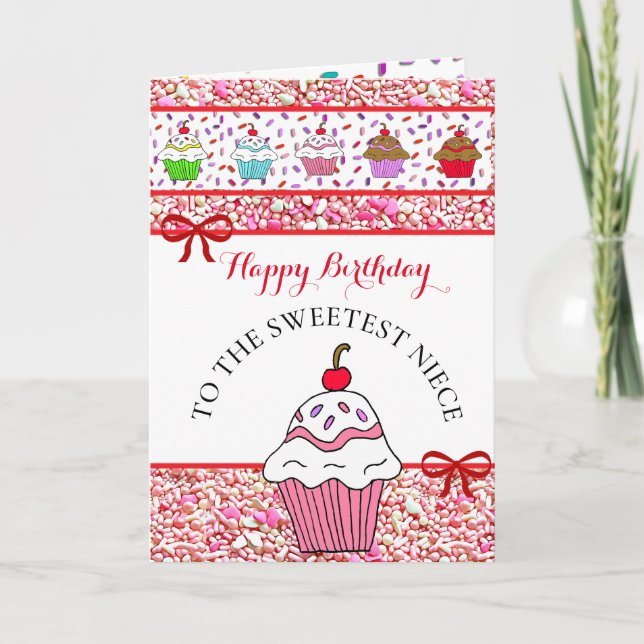 Cartão Feliz Aniversário, sobrinha, desejando-lhe uma mag (Frente)