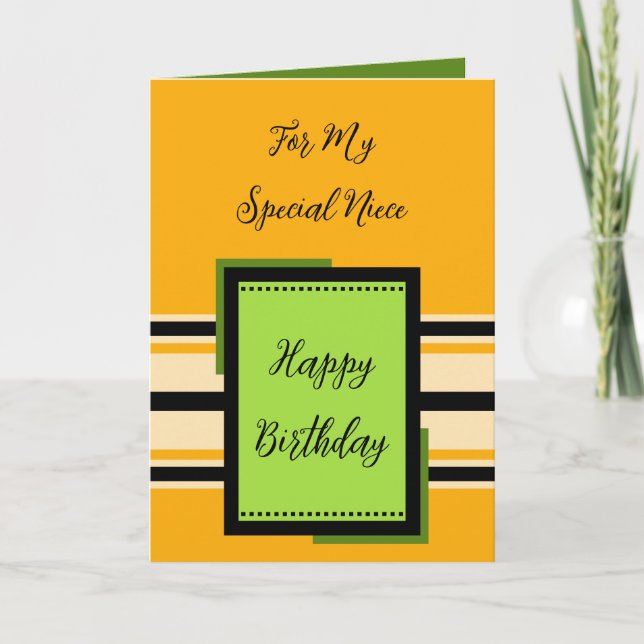 Cartão Feliz aniversário, sobrinha especial laranja (Frente)
