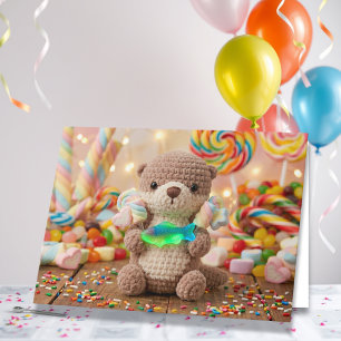 Cartão Feliz Aniversário Sobrinho Lontra Fofa e Terra d