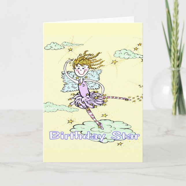 Cartão Feliz Aniversário, Star Fairy Greeting Card (Frente)