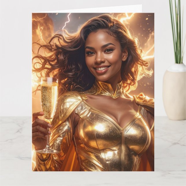 Cartão Feliz Aniversário Super-Herói (Frente)