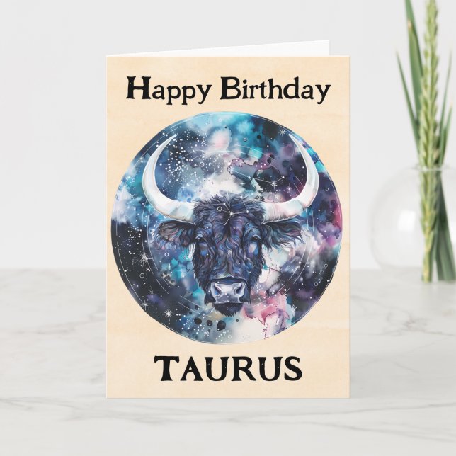 Cartão Feliz aniversário Taurus Zodiac (Frente)