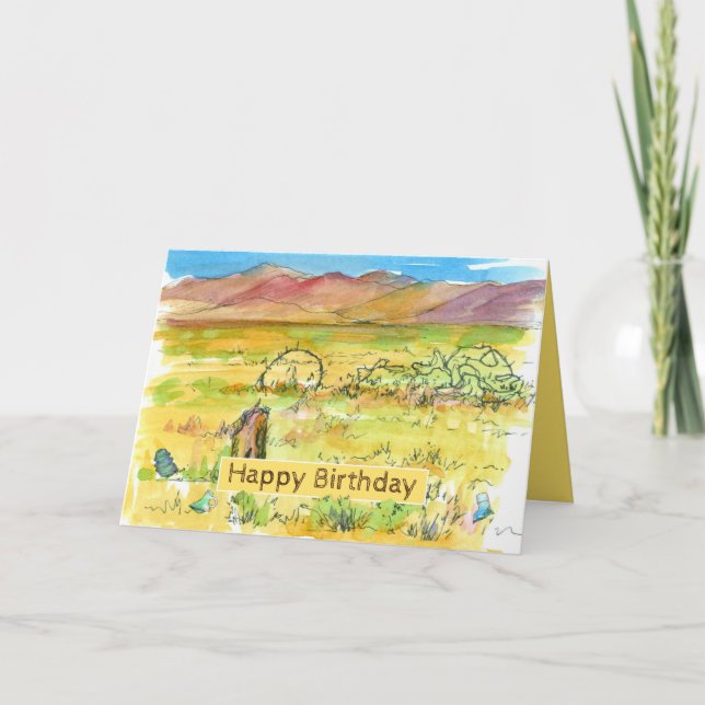 Cartão Feliz Aniversário Tesouros do Deserto da Detecção  (Frente)