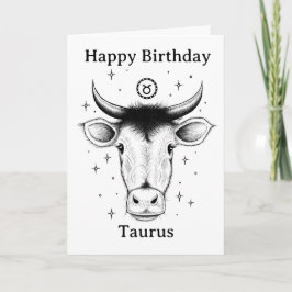 Cartão Feliz Aniversário Touro Mão Desenhada
