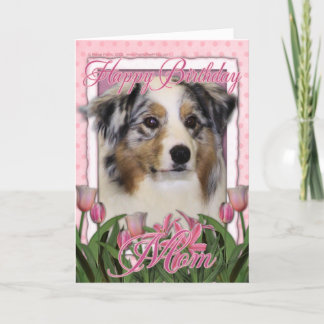 Cartão Feliz aniversario - tulipas cor-de-rosa - pastor