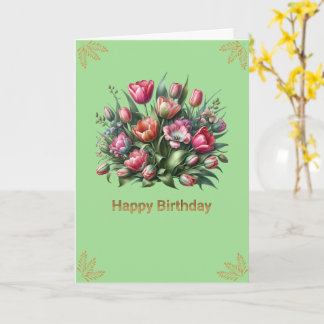 Cartão Feliz Aniversário Tulipas Lindas