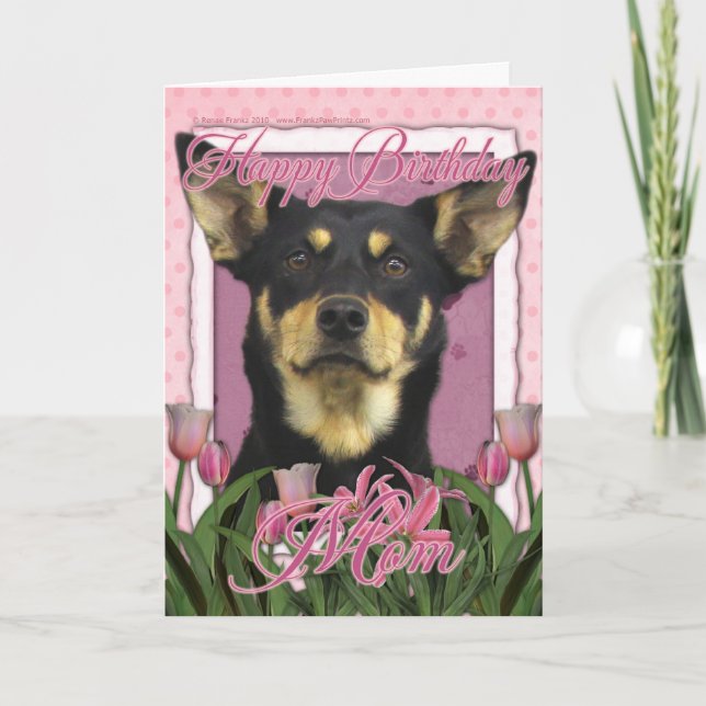 Cartão Feliz Aniversário - Tulipas Rosa - Kelpie Australi (Frente)