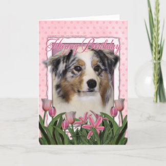 Cartão Feliz Aniversário - Tulipas Rosa - Pastor Australi
