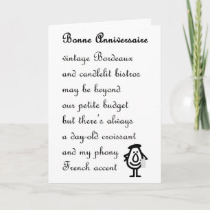 Cartão Feliz Aniversário - um poema engraçado de aniversá