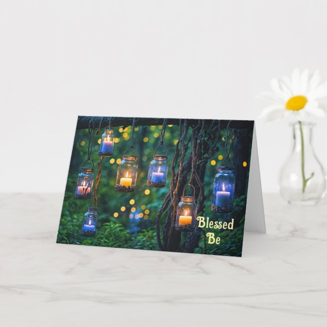 Cartão Feliz Aniversário Velas Místicas Vinhas Mágicas Wi (Planta pequena)