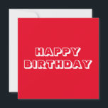 Cartão Feliz Aniversário, Vermelho branco moderno ousado<br><div class="desc">Feliz Aniversário, Cartão vermelho branco moderno e ousado</div>