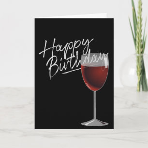 Cartão Feliz Aniversário, Vinho Vermelho De Preto
