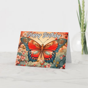 Cartão Feliz aniversário   Vintage Butterfly Design