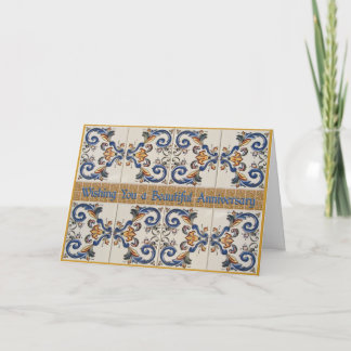 Cartão Feliz Aniversário Vintage CerâmicaTiles