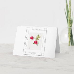 Cartão Feliz Aniversário Vintage Rosa Flores Aquarela