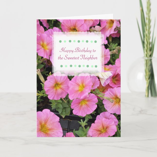 Cartão Feliz Aniversário, Vizinho Personalizado, Flores B (Frente)