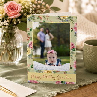 Cartão Feliz Aniversário Vovó Foto Floral 