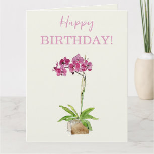 Cartão Feliz Aniversário, Watercolor Moth Orchard