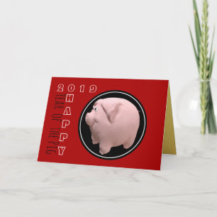 Cartão Feliz aniversário Zodíaco de 3 D PIg Ano Zodíaco E