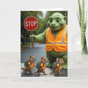 Cartão Feliz Ano Escolar Cruzando Guarda