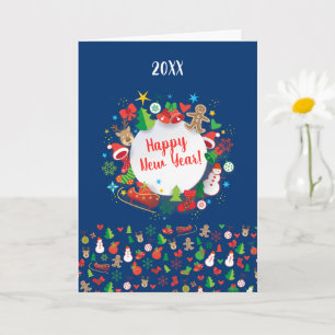 Cartão feliz ano novo 2021! Feriado de inverno de Natal